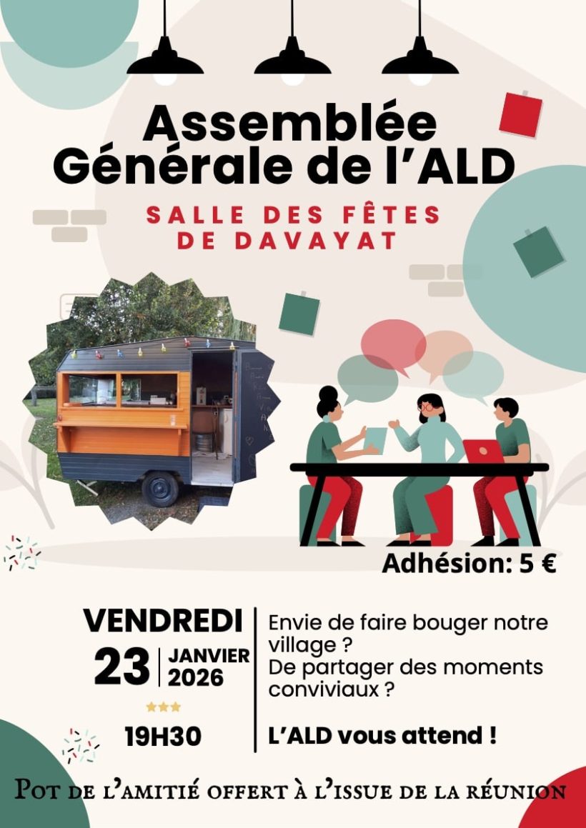 Affiche Évènement Assemblée Générale Illustrée Colorée Vert Rouge